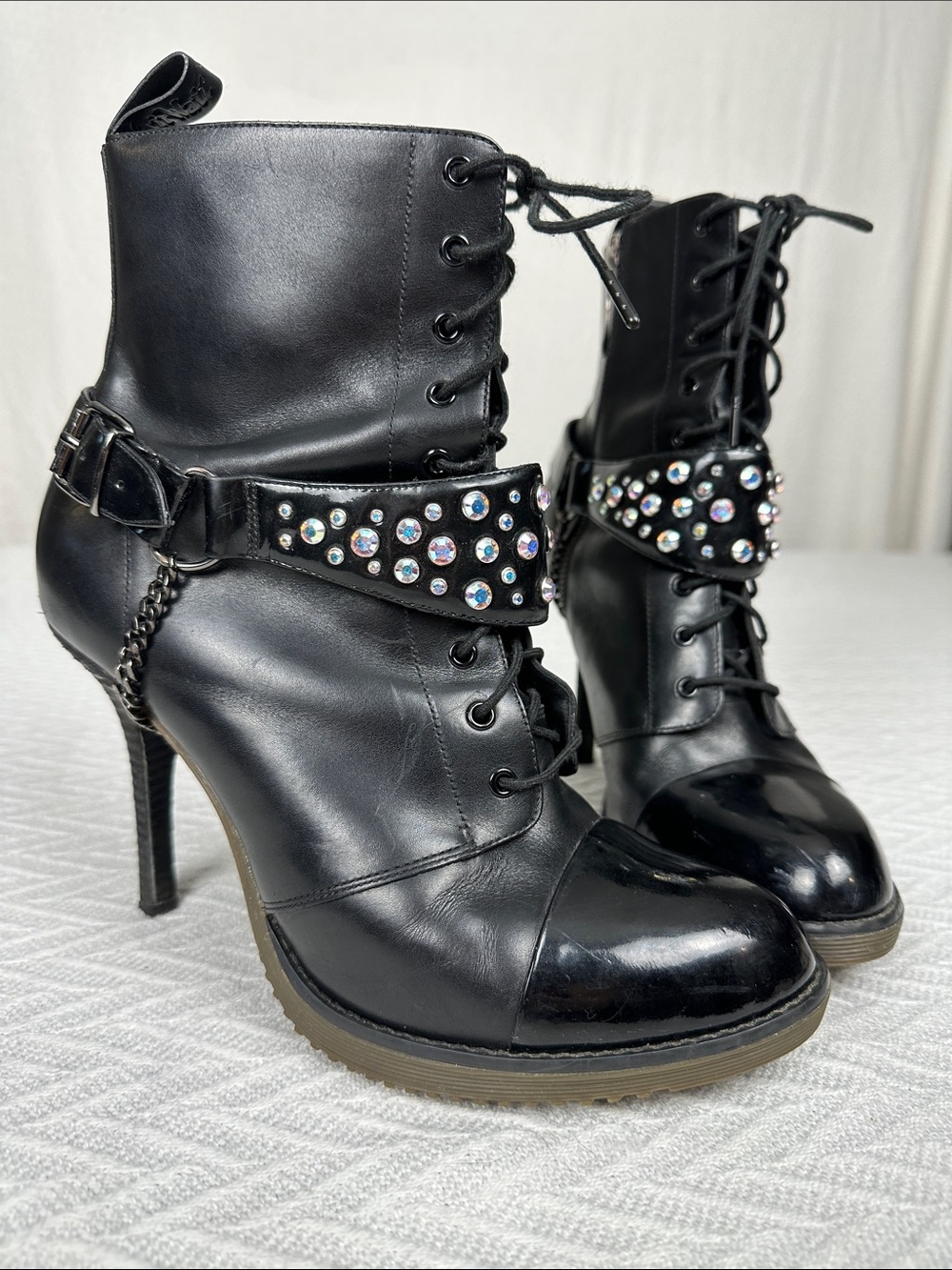 Dr. Martens Swarovski Elements limited edition 2011 leather stiletto boots